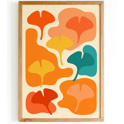 Colorful Vibrant Ginkgo Biloba Leaves Wall Art