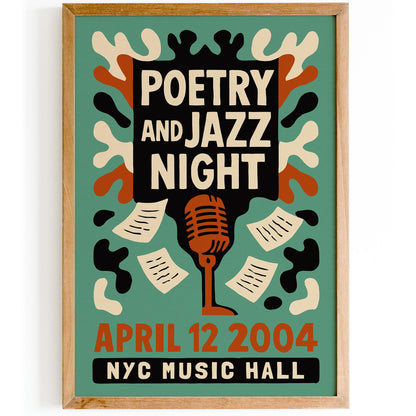 Retro Poetry Jazz Night Print