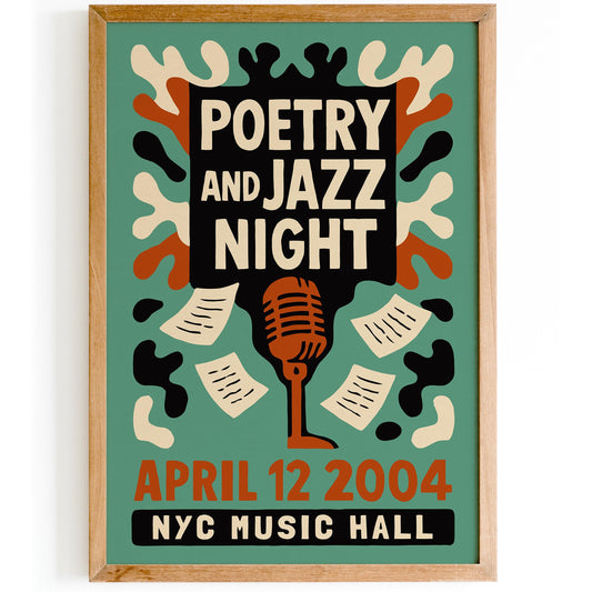 Retro Poetry Jazz Night Print