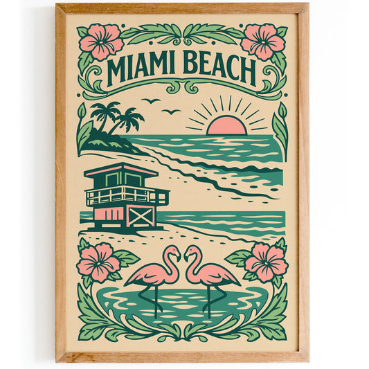 Miami Beach Girly Poster