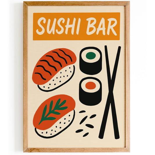 Sushi Bar Minimalist Art Print for Kitchen Decor