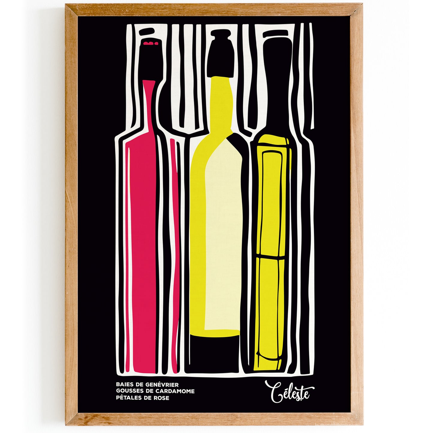 Celeste Wine Retro Black Art Print