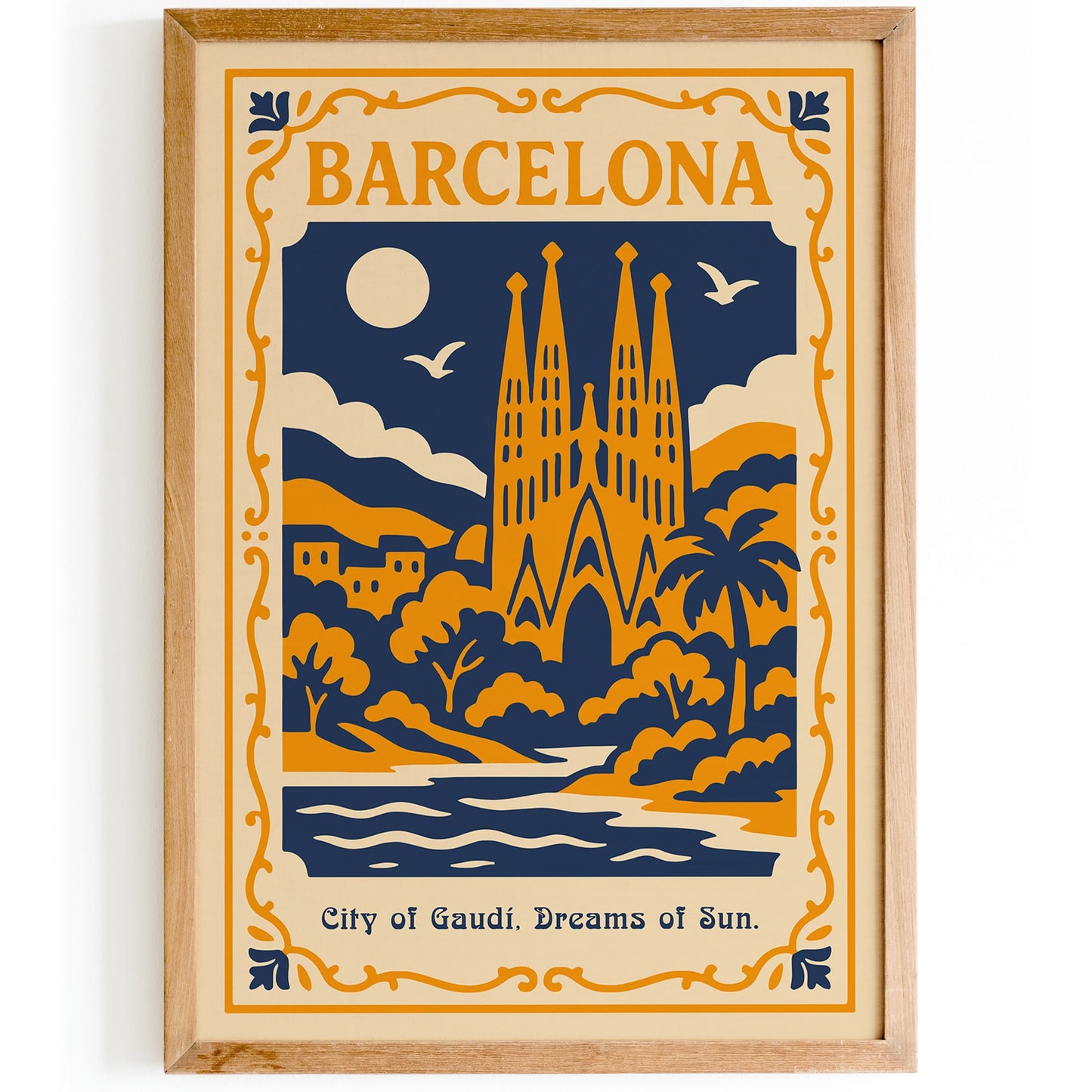 Barcelona City of Gaudi Travel Poster