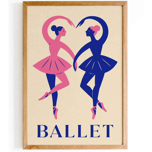 Ballet Poster Two Dancers in Heart Shape Print