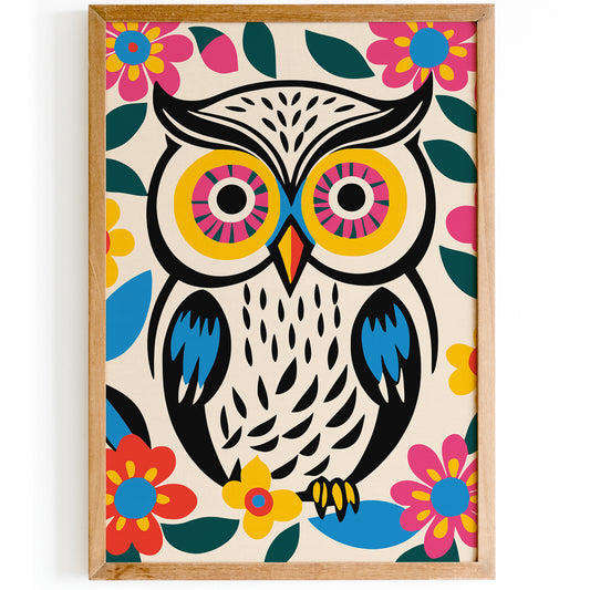 Colorful Owl Kids Room Decor Art Print