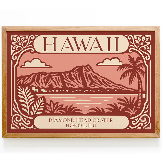 Diamond Head Crater Honolulu Horizontal Wall Art Print
