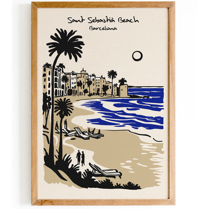 San Sebastia Barcelona Beach Poster