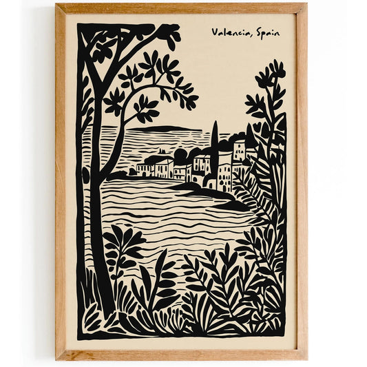 Valencia Spain Travel Retro Poster