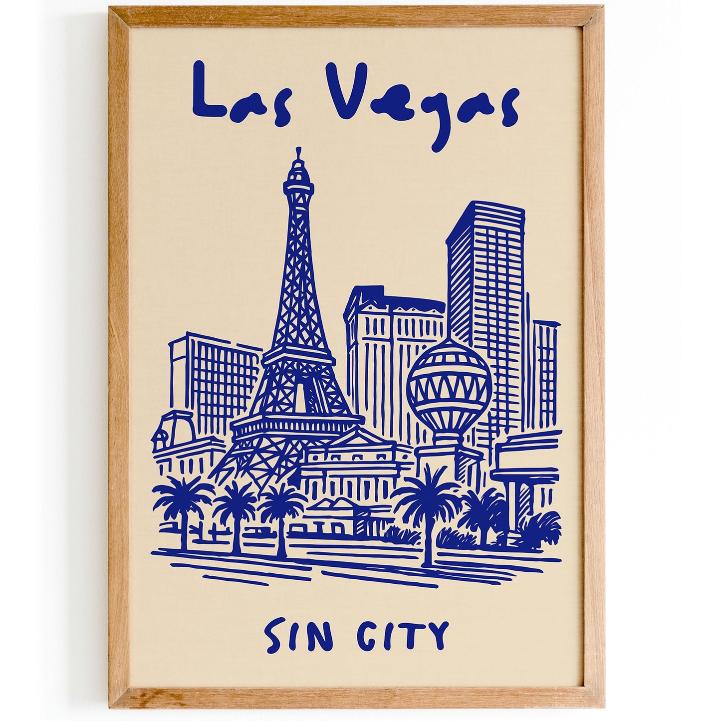 Las Vegas Sin City Poster - Blue Cityscape Wall Art Print