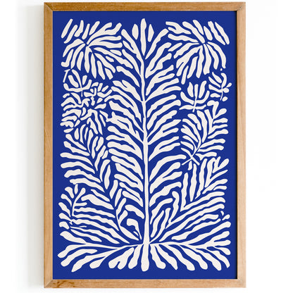 Blue Coral Poster - Coral in Blue and Beige Print