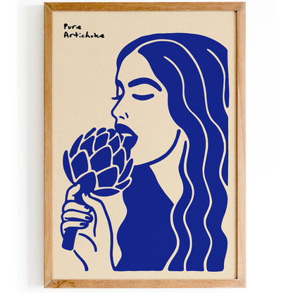 Artichoke Girl Poster - Funny Kitchen Wall Art