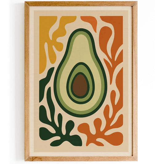 Avocado Fruit Print Farmhouse Kitchen Wall Art