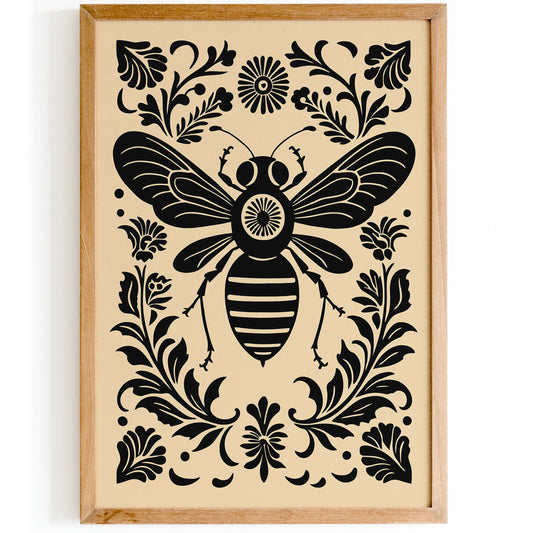 Rustic Folk Black Housefly Poster