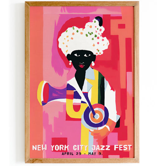 Pink Eclectic NYC Jazz Fest Music Wall Art