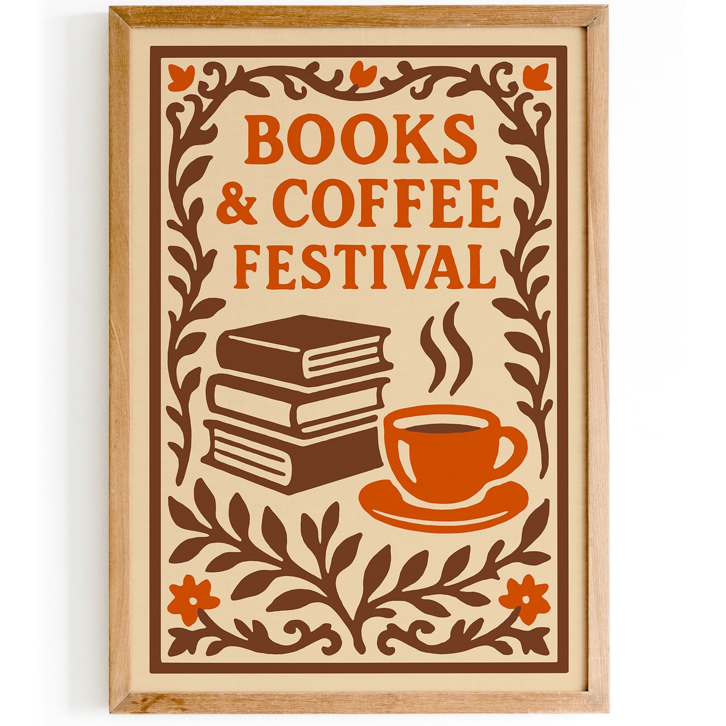 Books & Coffee Festival Poster - Elegant Wall Art for Kitchen