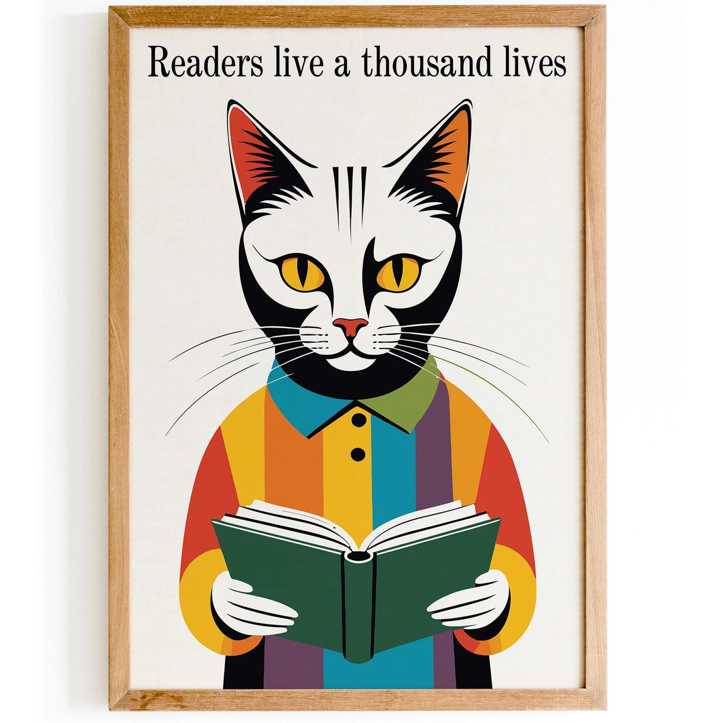 Vintage Reading Cat Wall Art