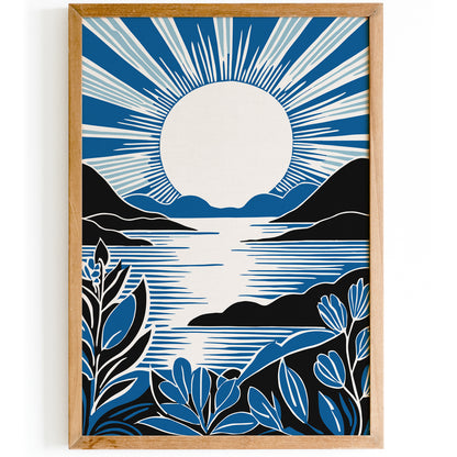 Blue Peaceful Sunset Wall Art