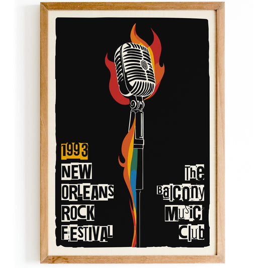 New Orleans 1993 Rock Festival Retro Poster