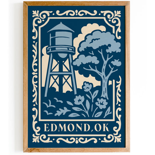 Edmond OK Travel Blue Poster