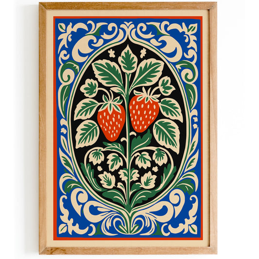 Rococo Strawberries Poster - Colorful Kitchen Wall Art