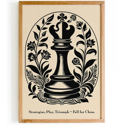 Strategize, Play, Triumph – Fall for Chess Poster