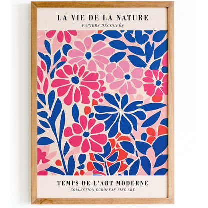 Pink and Blue Floral Poster