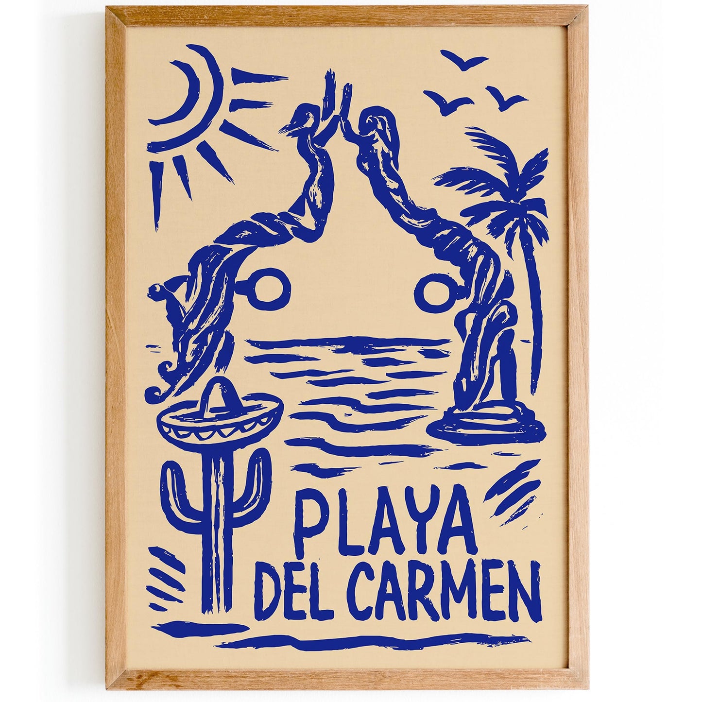 Mexico Travel Poster - Playa del Carmen Blue Art
