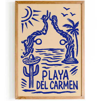 Mexico Travel Poster - Playa del Carmen Blue Art