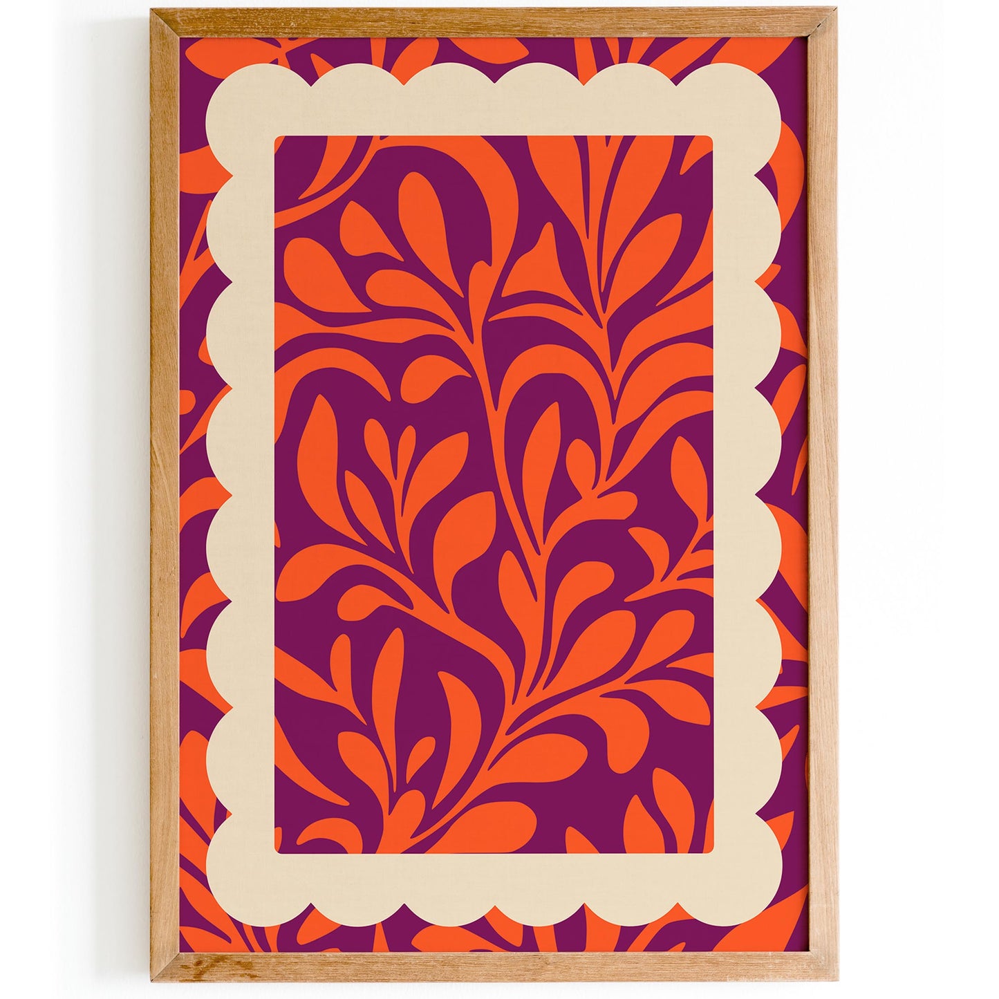 Bold Botanical Leaf Poster - Purple Orange Abstract Wall Art