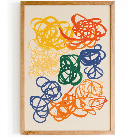 Mid-Century Modern Spaghetti Colorful Poster