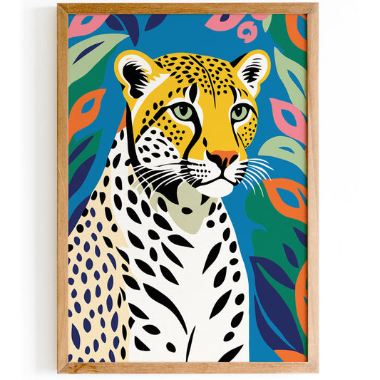 Colorful Cheetah Art Print for Kids' Room - Fun & Vibrant Decor