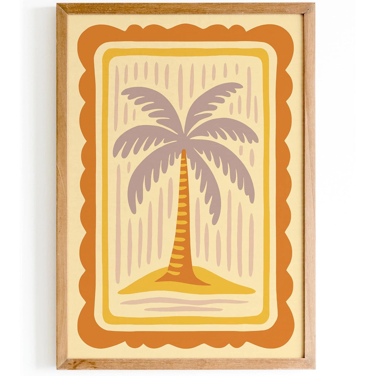 Boho Retro Butter Yellow Palm Tree Poster