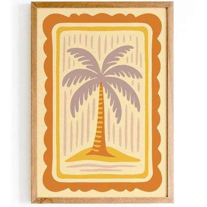 Boho Retro Butter Yellow Palm Tree Poster