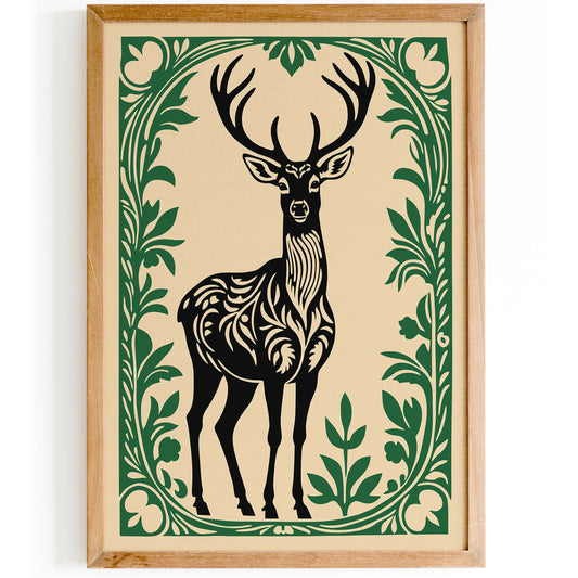 Rococo Deer Animal Art Print for Home Decor