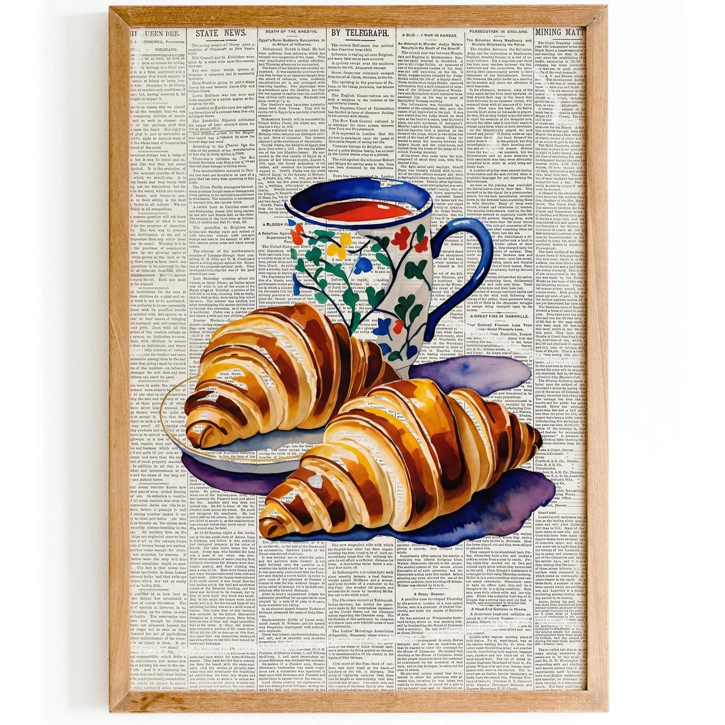Coffee and Croissant Collage Poster