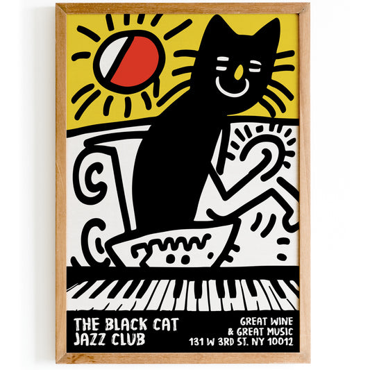 The Black Cat Jazz Club Retro Poster