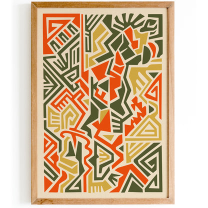 Boho African Maze Abstract Poster