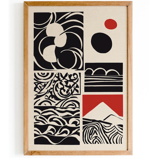 Black Abstract Rustic Cut Outs Art Print