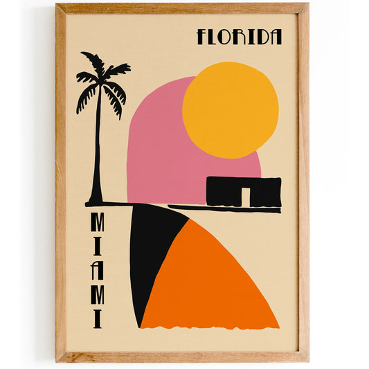 Florida Miami Poster, Mid Century Modern Style