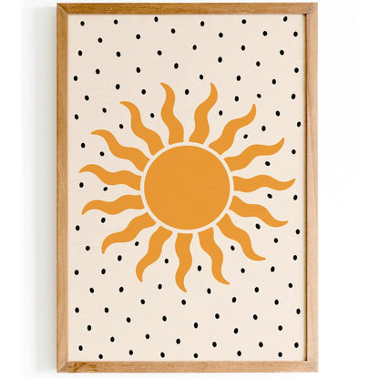 Yellow Sun Poster -Mid Century Modern Design