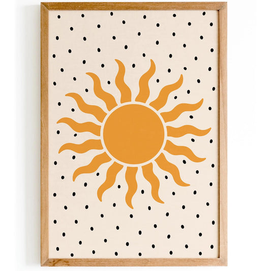 Yellow Sun Poster -Mid Century Modern Design