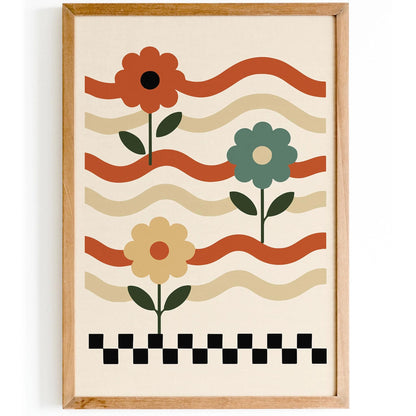 Abstract Retro Flowers Poster