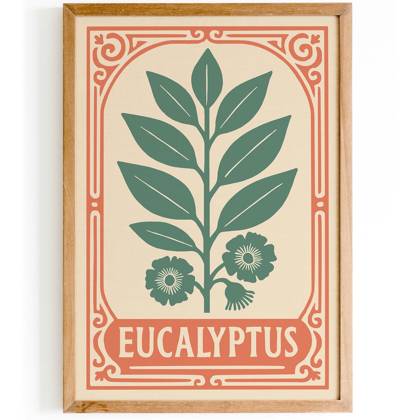 Eucalyptus Flower Art Print in Pastel Tones Poster