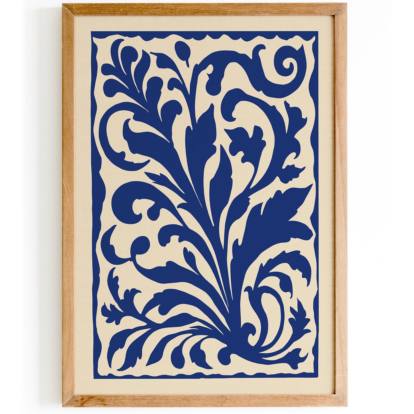 Blue Rococo Acanthus Leaves Poster