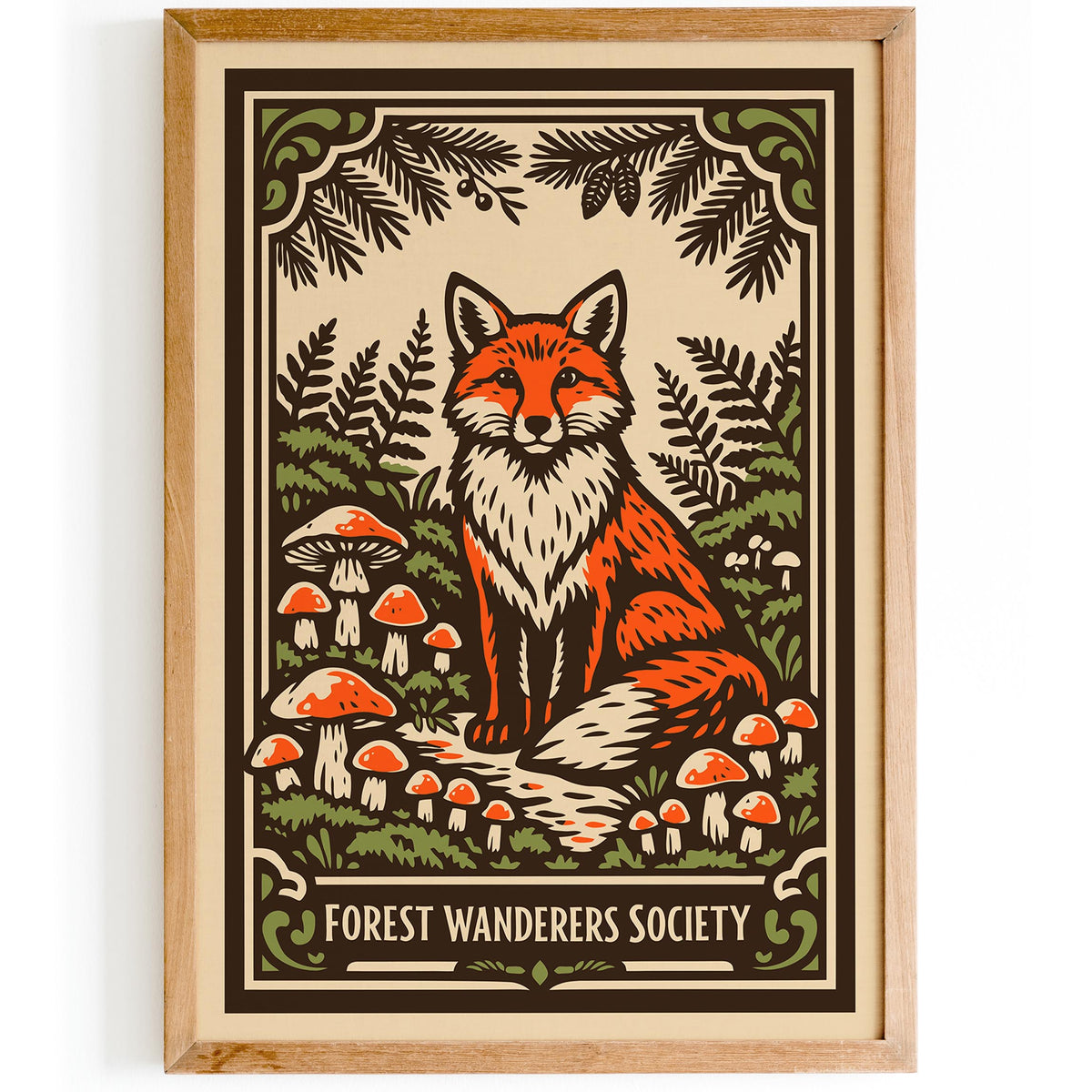 Vintage Fox Forest Nature Art Poster