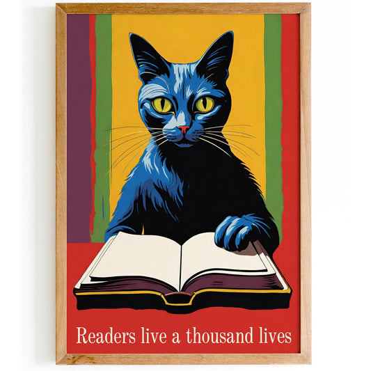 Cat & Book Motivational Art Print