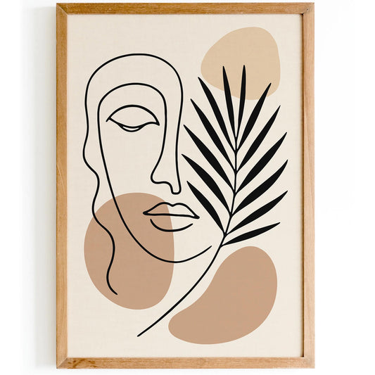 Japandi Line Art Woman Face – Aesthetic Minimalist Wall Print