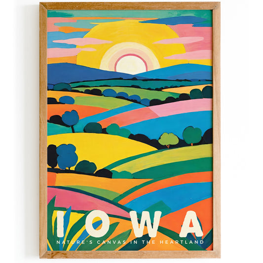 Retro Iowa Travel Art Print - Vintage Style