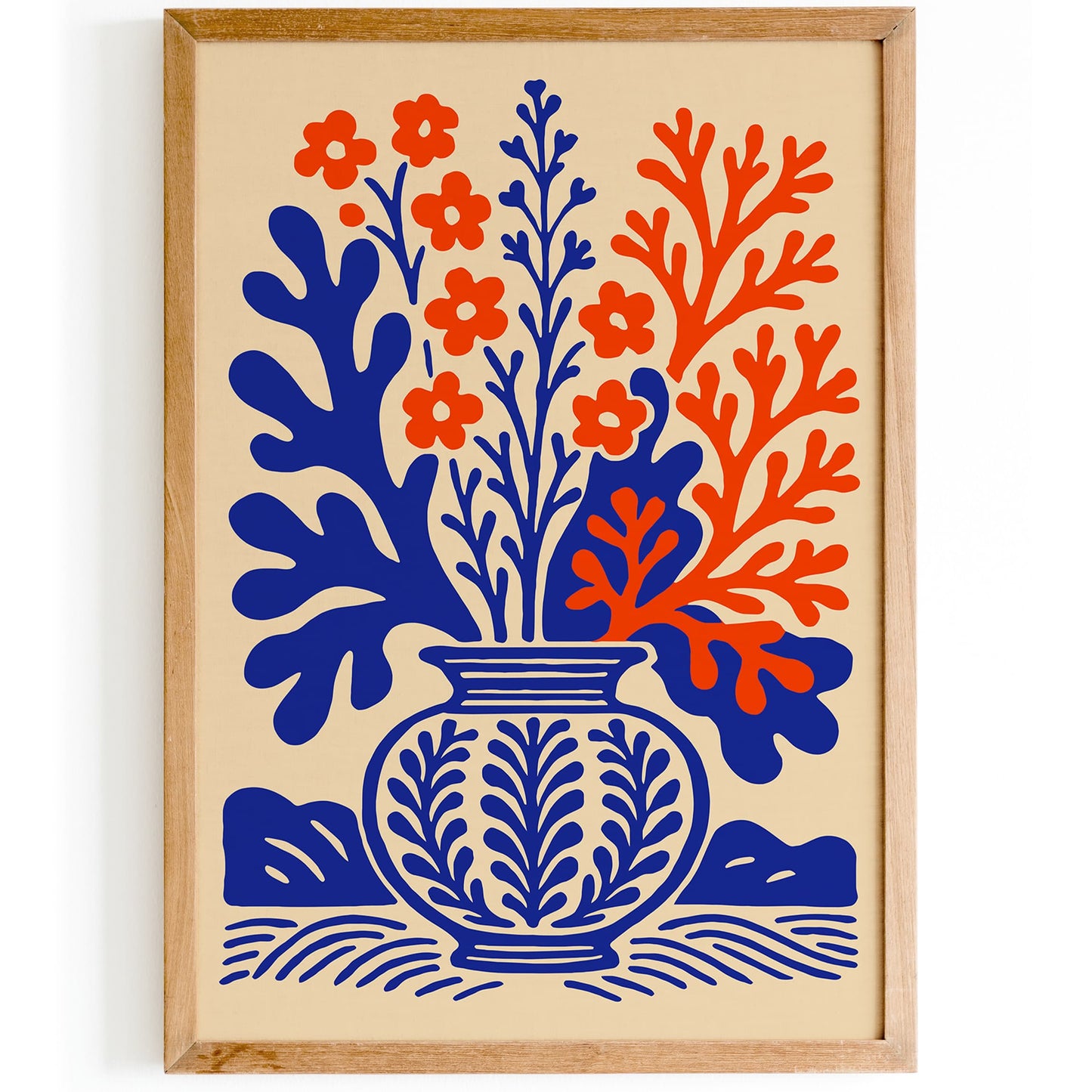 Blue and Red Coral Reefs Botanical Bouquet Print