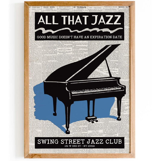 All That Jazz Vintage Piano Poster